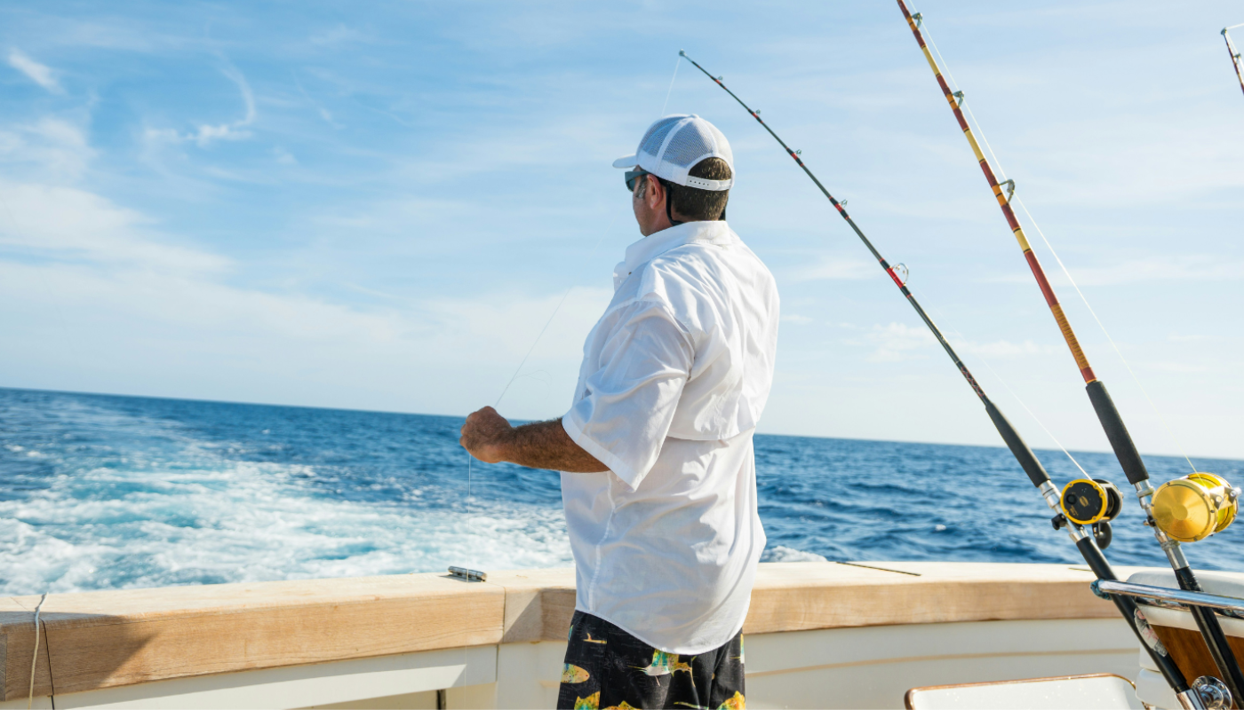 man on fishing boat on the alabama gulf coast